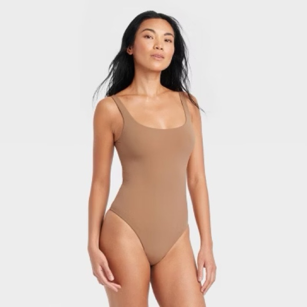 Small Tan Scoop Neck Bodysuit